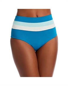 Плавки женские полосатые с высокой талией Portia раздельные, темно-бирюзовый L*space