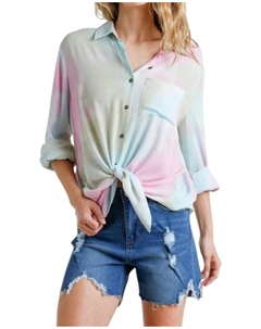 Блузка с принтом тай-дай от Hidden Gem в розовом/небесном цвете Umgee