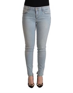 Джинсы женские облегающие из хлопка со средней талией, светло-голубой Liu jo