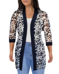 Плюс Женская сетчатая прозрачная куртка-топпер, темно-синий/белый R&m richards