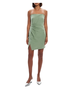 Женское льняное короткое мини-платье, цвет leaf Theory