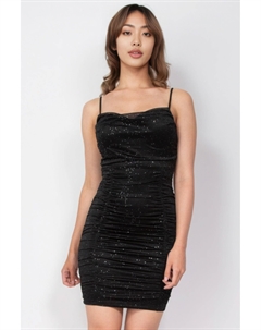 Платье из блестящей сетки с воротником-хомутиком, черный Fashnzfab