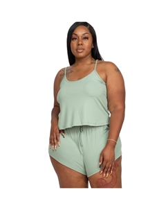 Плюс комплект из топа на бретельках и шорт, цвет green bay Fashnzfab