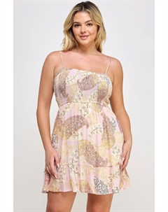 Плюс мини-платье с оборками и узором пейсли, розовый Fashnzfab