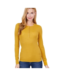 Длинный Slv Henley Термотоп, цвет deep mustard Fashnzfab