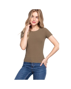 Короткий топ с круглым вырезом и разноцветной резинкой, оливковый Fashnzfab