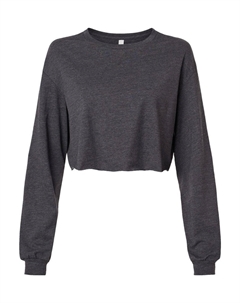 FWD модная женская укороченная футболка с длинным рукавом, темно-серый Bella+canvas