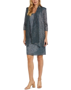 Женское металлизированное жатое платье с жакетом, цвет spruce R&m richards