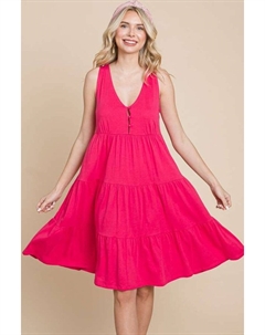 Платье-майка с ярусами и спиной-борцовкой, цвет pink flash Fashnzfab