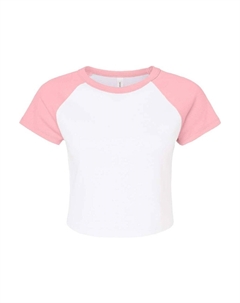 Женская футболка реглан с микро-рубчиком для малышей, белый/розовый Bella+canvas