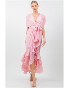 Женское однотонное платье миди с завязками на талии и оборками, цвет mauve Fashnzfab