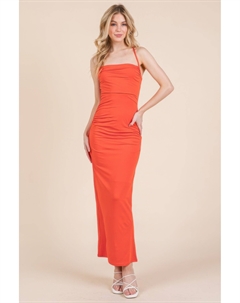 Женское асимметричное платье макси с двухслойной сборкой, цвет good red Fashnzfab