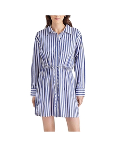 Женское платье-рубашка в тонкую полоску с V-образным вырезом, синий Steve madden