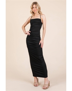 Женское асимметричное платье макси с двухслойной сборкой, черный Fashnzfab