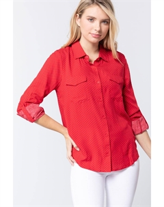 Рубашка с принтом в горошек Slv 3/4 Roll Up, красный/кремовый/белый Fashnzfab