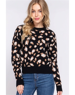 Длинный свитер Slv Animal Jacquard, черный/слоновая кость Fashnzfab