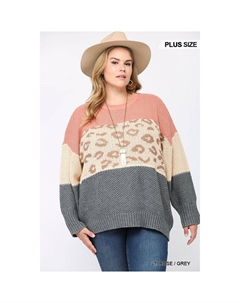 Смешанный свитер-пуловер с цветными блоками и леопардовым узором Fashnzfab