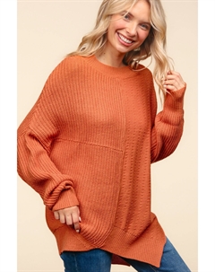 Асимметричный свитер с боковыми разрезами в натуральную величину, цвет pumpkin Fashnzfab