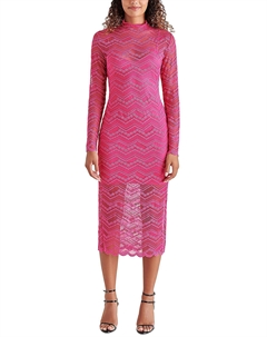 Женское кружевное платье-миди Vivienne с воротником-стойкой, фуксия Steve madden