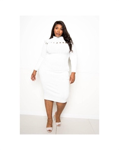 Облегающее платье-свитер с узлом, слоновая кость Fashnzfab