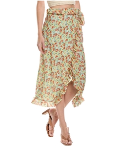 Юбка миди с сетчатыми оборками, зеленый Ganni