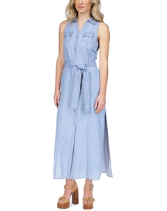Платье-рубашка без рукавов из шамбре для женщин Petites, цвет sky blue wash Michael michael kors