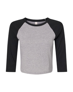 Футболка женская с микро-рубчиком и рукавом реглан 3/4 для малышей, цвет athletic heather/ black Bella+canvas