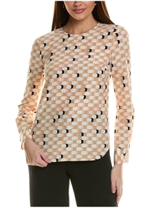 Топ из смесового шелка с геометрическим принтом, розовый St. john