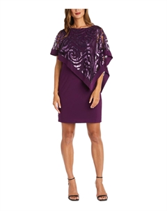 Женское кружевное платье-футляр с пайетками, цвет plum R&m richards
