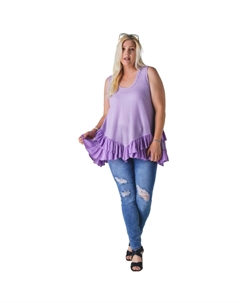 Туника без рукавов с оборками и глубоким вырезом, лавандовый Fashnzfab