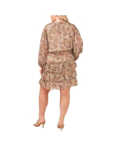 Плюс Женское металлизированное платье длиной до колена в стиле бэби-долл, цвет french roast Vince camuto