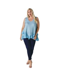 Туника без рукавов с оборками и глубоким вырезом, светло-голубой Fashnzfab