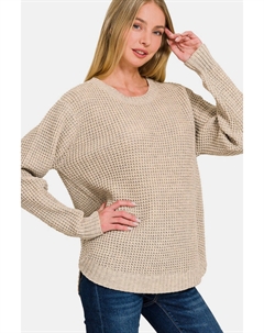 Длинный рукав вафельного свитера с асимметричным кроем, цвет h beige Fashnzfab