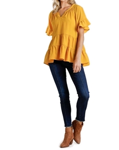 Топ с оборками Mandarin в горчичном цвете, цвет mustard Umgee