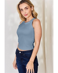 Полноразмерная узкая майка с круглым вырезом, цвет misty blue Fashnzfab