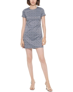 Короткое мини-платье Petites Womens Ponte, серый Calvin klein