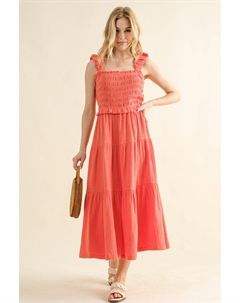 Платье с оборками и сборками, цвет camellia Fashnzfab