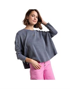 Стираный термотоп, синий Fashnzfab