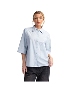 Рубашка на пуговицах из эластичного поплина Half Slvs, голубой Fashnzfab