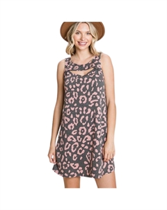 Милое платье-туника без рукавов с анималистичным принтом и вырезом на горловине, черный Fashnzfab