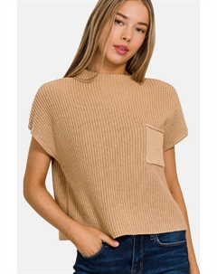 Укороченный свитер с коротким рукавом и воротником-стойкой, цвет brush Fashnzfab