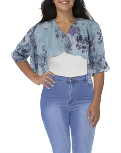 Женское болеро с цветочным принтом и металлическим оттенком, синий R&m richards