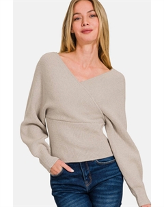 Свитер с длинными рукавами и перекрестной вязкой в ​​рубчик, цвет h mocha Fashnzfab