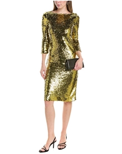 Платье-футляр с пайетками Scales, зеленый St. john