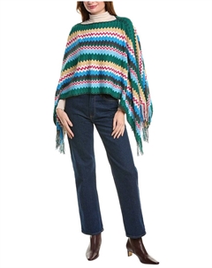 Пончо из смесовой шерсти, зеленый Missoni