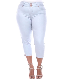 Плюс женские эластичные джинсы-капри из денима, светло-голубой White mark