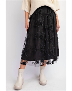 Юбка макси из сетчатой ​​ткани с вышивкой черного цвета Easel