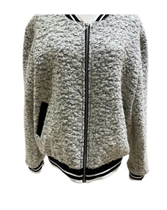 Женская зимняя куртка-бомбер из смеси кашемира и букле в университетском стиле серого цвета Glamorous