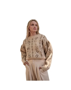 Свободный свитер с цветочным принтом и длинными рукавами, цвет sand Fashnzfab