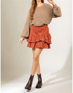 Юбка с оборками из вельвета цвета ржавчины, цвет rust Very j